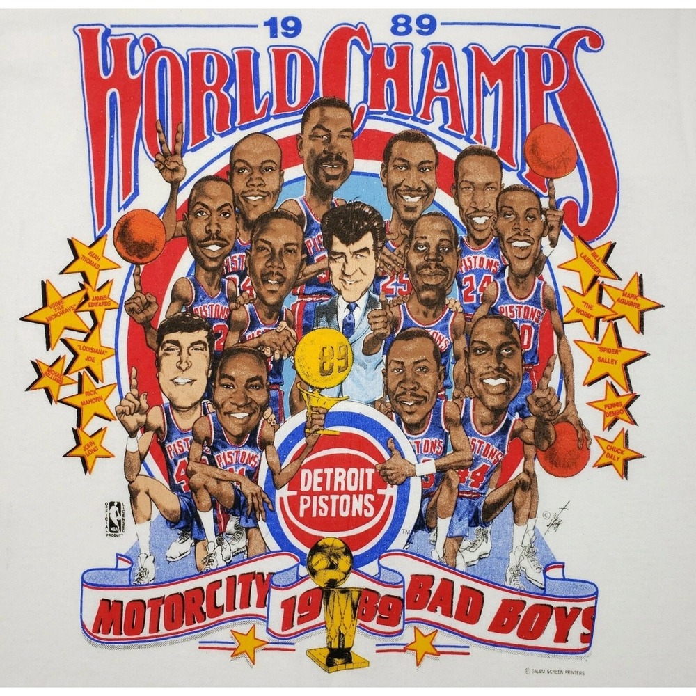 Kids Detroit Pistons 1989 World Champs Motor City Bad Boys T Shirt Size M
